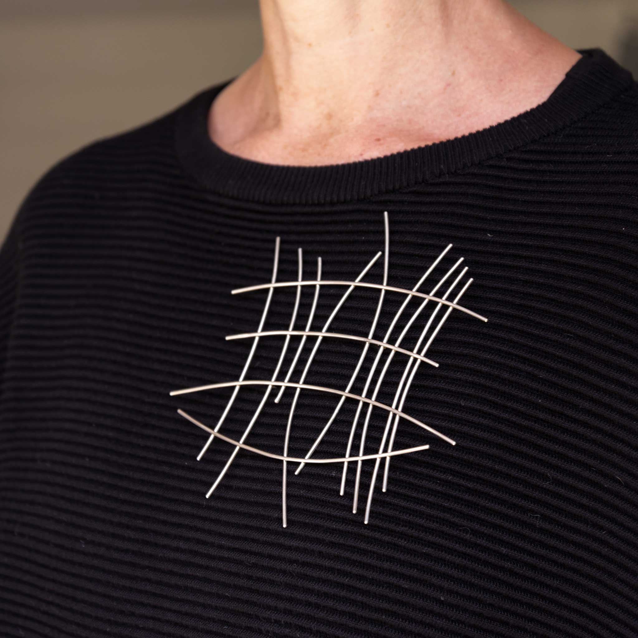 Square Grid Brooch in Recycled Sterling Silver